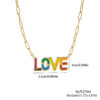 Wholesale Letter Rainbow Pendant Titanium Steel Necklace