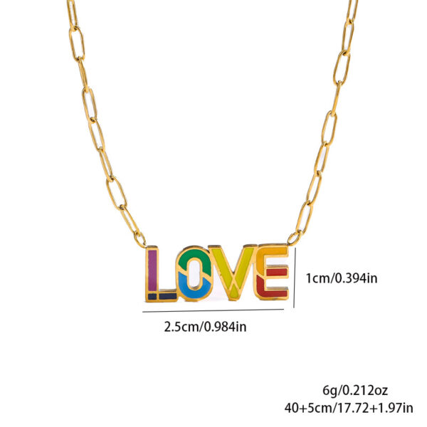 Wholesale Letter Rainbow Pendant Titanium Steel Necklace