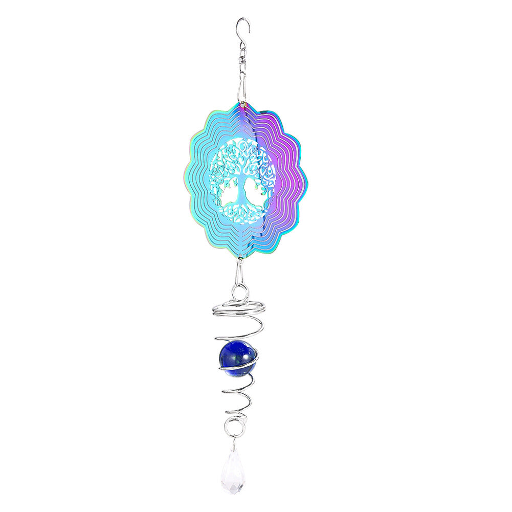Wholesale 3D Rotating Gradient Color Tree of Life Stainless Steel Wind Chime