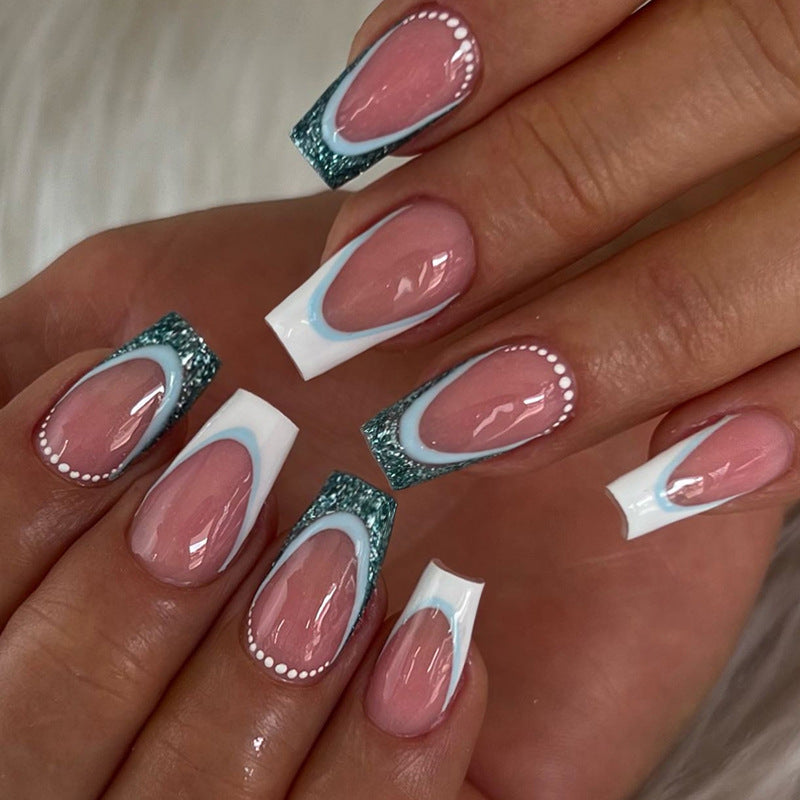 Wholesale Medium Ballet Nail Light Blue Nail Stickers