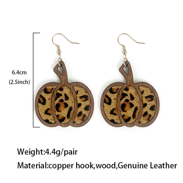Wholesale Halloween Pumpkin Leopard Pattern Hollowed Out Leather Earrings