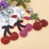 Wholesale Creative Diamond Hot Diamond Cherry 3D Stereo Rhinestone Fruit Keychains