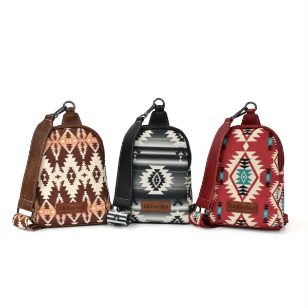 Wholesale Aztec Zipper Canvas Crossbody Bag Chest Bag