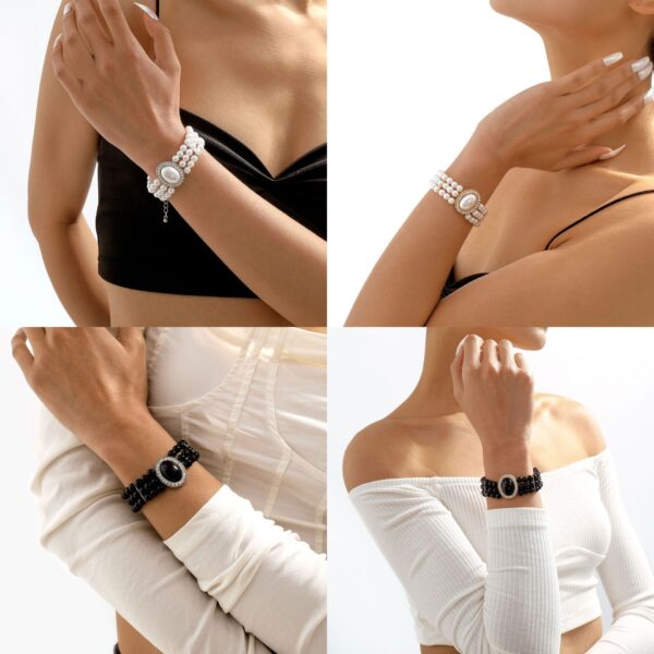 Wholesale Imitation Pearl Rhinestone Resin String Beads Bracelet