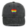 Wholesale Cotton Rainbow Heart Embroidery Baseball Cap