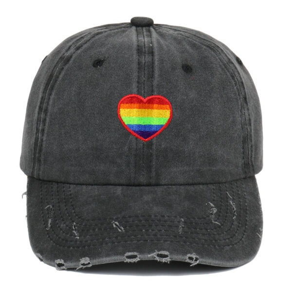 Wholesale Cotton Rainbow Heart Embroidery Baseball Cap