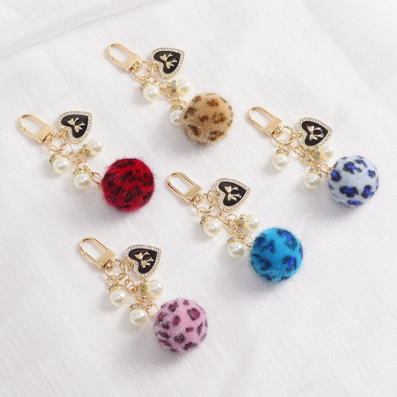 Wholesale Leopard Fur Ball Keychain