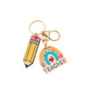 Wholesale Wooden Rainbow Pencil Teacher's Day Gift Keychain