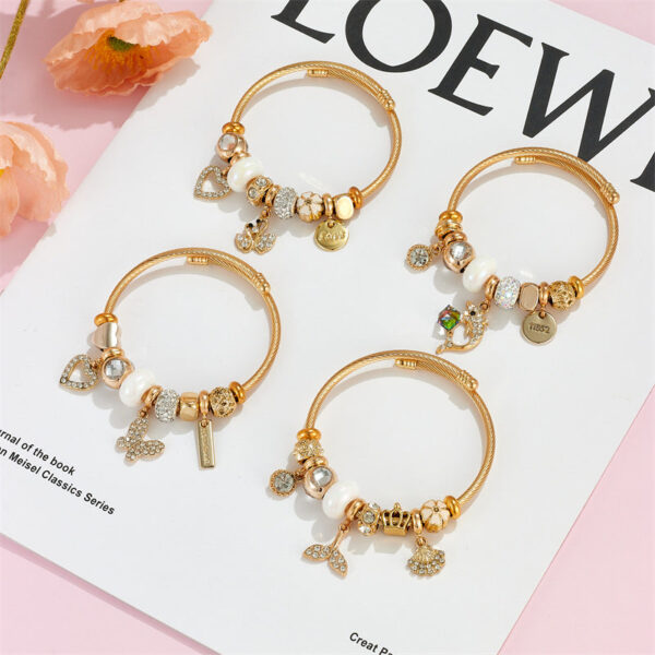 Wholesale Diamond Butterfly Stainless Steel Beaded Bracelet