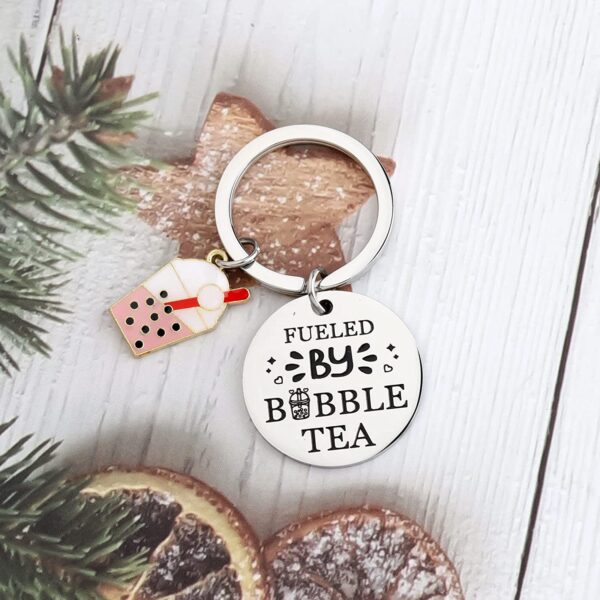 Wholesale Stainless Steel Pearl Milk Tea Keychain