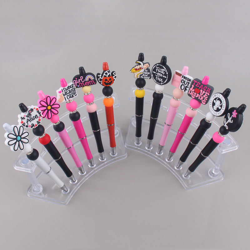 Wholesale DIY Beaded Pen Cartoon Animal Silicone Color Plastic Beaded Ballint Pen