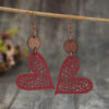 Wholesale Valentine's Day Retro Style Mesh Love Leather Earrings