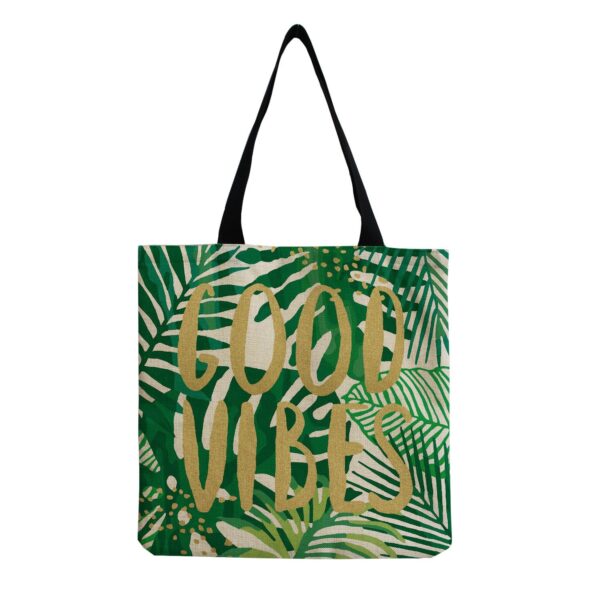 Wholesale Cotton Hemp and Green Leaf Printed Handbags