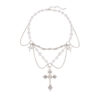 Wholesale Imitation Pearl Tassel Cross All-match Fashion Necklace