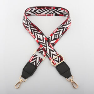 J20-P1-black, white and red contrast color-width 3.8cm / Light gold button