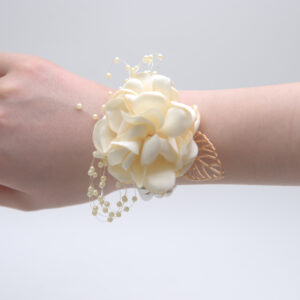673 fabric rose wrist flower milk white