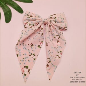 Pink floral-scarf-duckbill clip