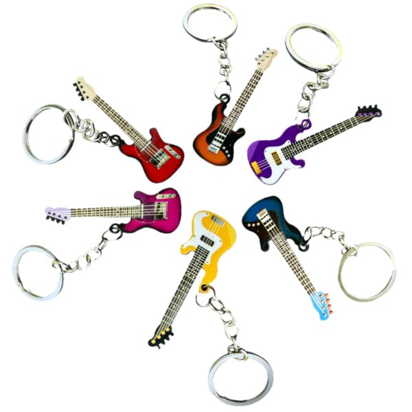 Wholesale Stainless Steel Color Printing Embossed Guitar Keychain