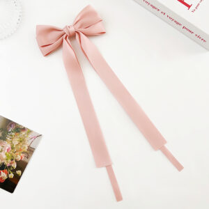 Long and short ribbon duckbill clip pink