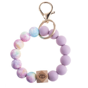 1 purple starry silicone bead lobster bracelet keychain