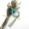 Wholesale Wooden Bead Printed Leather Tassel Bracelet Keychain