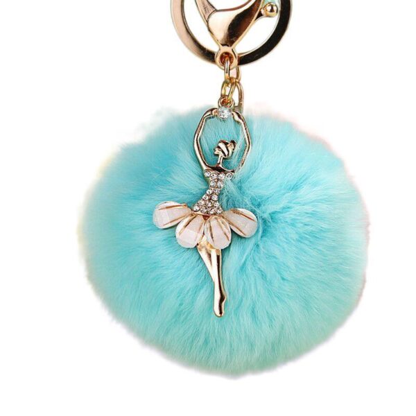 Wholesale Water Diamond Barre Dance Rex Rabbit Hair Ball Little Angel Keychain