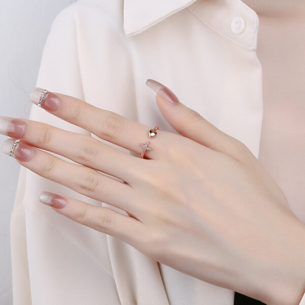 Wholesale Diamond Inlaid Cross Heart Opening Copper Ring