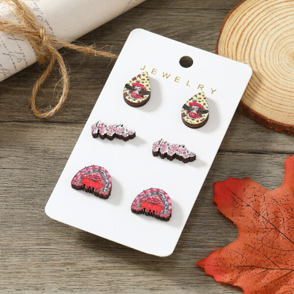 Wholesale Valentine's Day Printed Wooden Earrings