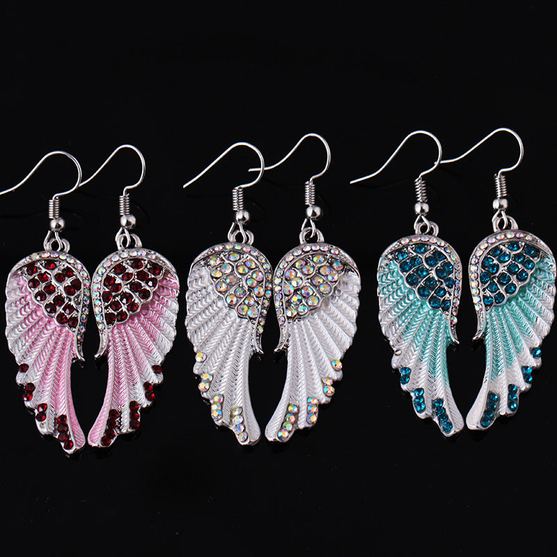 Wholesale Angel Wings Rhinestone Alloy Earrings