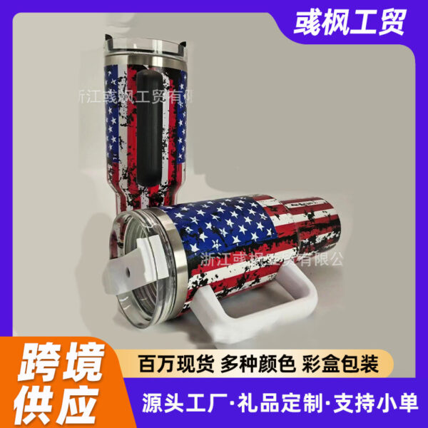 O1CN01GzUAm41metPPrnjtf_2216264074980-0-cib Wholesale 5D Stars and Stripes 40oz Car Cup Car Stainless Steel Tumbler Mug with Handle