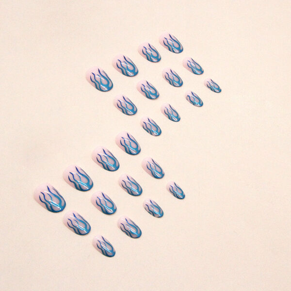O1CN01H1NGa51qQveMEmA1x_3917635491-0-cib Wholesale Blue Green Gradient Aurora Flame Round Toe Short Nail Stickers