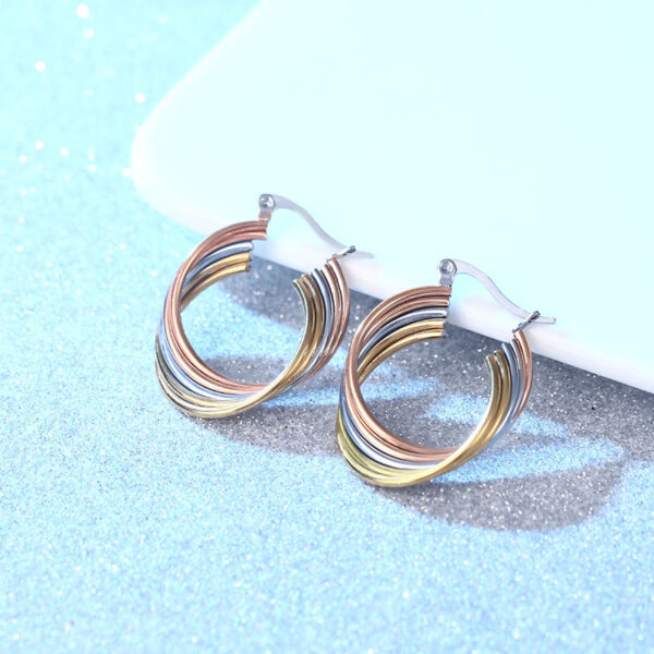 Wholesale Gold Stainless Steel Multilayer Lines Titanium Steel Earrings
