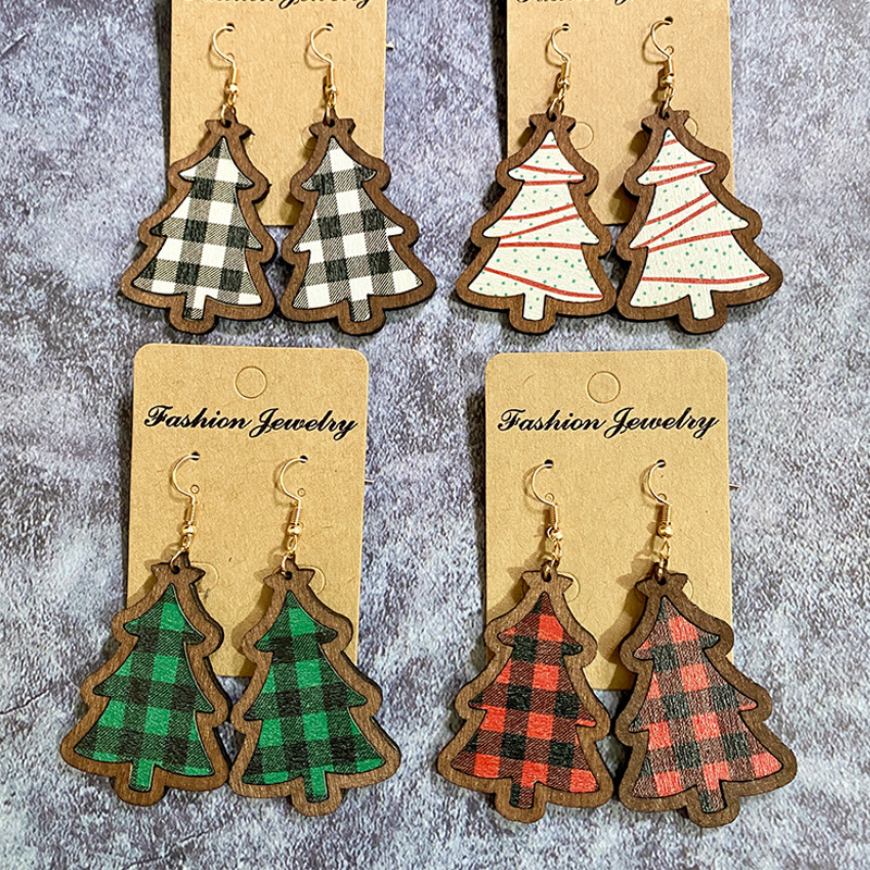 Wholesale Christmas wooden earrings classic wooden earrings