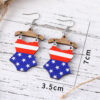 Wholesale Star Stripe Love Swimsuit Dwarfs Double Sided Wood Earrings
