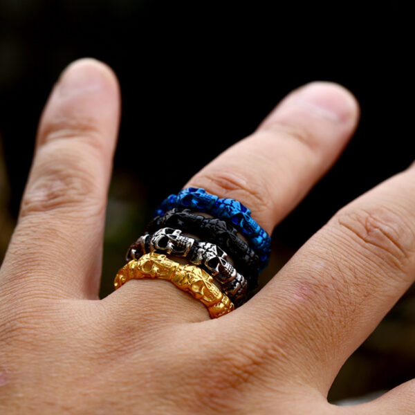 Wholesale Jewelry Stainless Steel Multicolored Skull Gothic Rings
