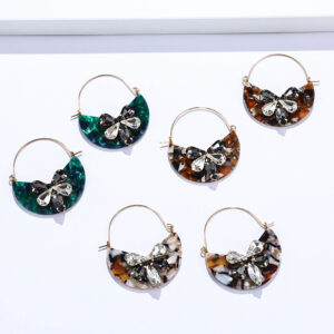 Wholesale Crystal Rubble Round Acrylic Metal Earrings