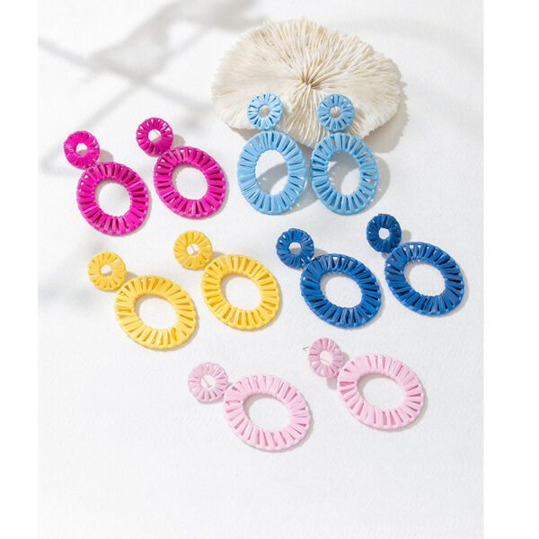 Wholesale Colorful Raffia Alloy Earrings