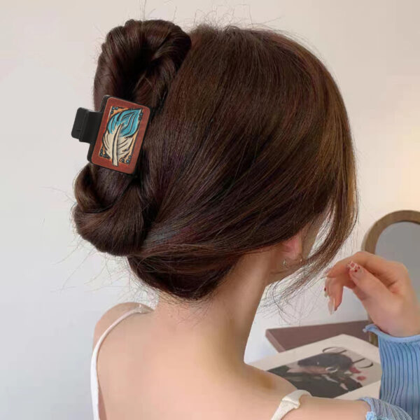 Wholesale Western Style Sunflower Feather Leather Hairpin Shark Clip Combination