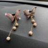 Wholesale Butterfly Tassel Diamond Studded Pearl Car Perfume Clip