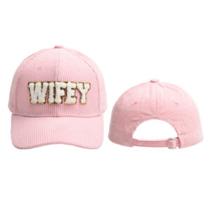 Pink-WIFEY corduroy baseball cap / Adjustable