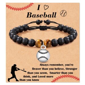 Tiger Eye Baseball bracelet + Baseball card
