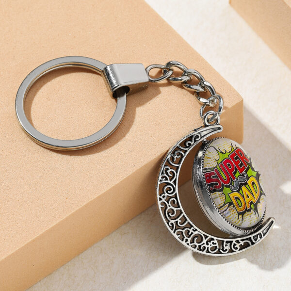 Wholesale Father's Day DAD HERO Time Gemstone Metal Keychain