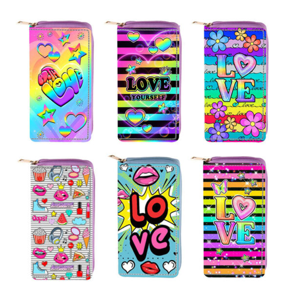 Wholesale LOVE English Letters PU Long Zipper Wallet