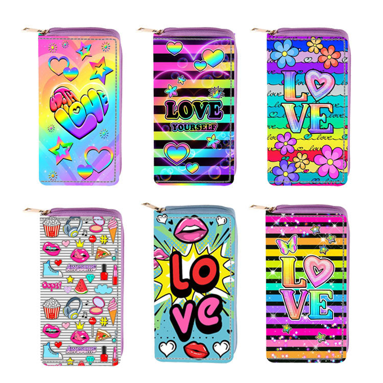 Wholesale LOVE English Letters PU Long Zipper Wallet