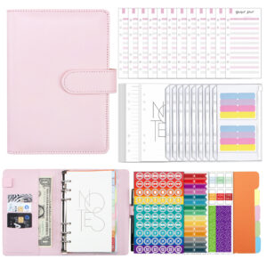A6 / Macaron High Match-Pink (Same Color Card 12 Partition Paper 1 Zipper Bag 8 Horizontal Line 4 May Plan 14 8 Labels 2 3 Multifunctional Stickers)