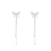 Wholesale S925 Silver Needle Long Tassel Diamond Butterfly Earrings