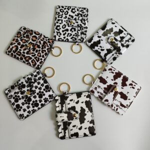 Wholesale PU New Cow Grain Leather Key Chain Card Bag