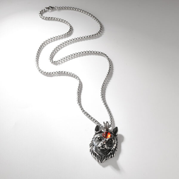 Wholesale Vintage Wolf Head Stainless Steel Necklace
