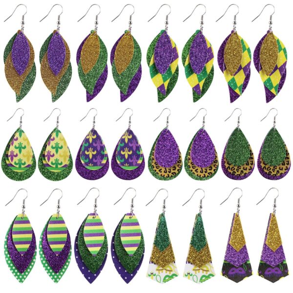 Wholesale Easter Leaves Leather Earrings