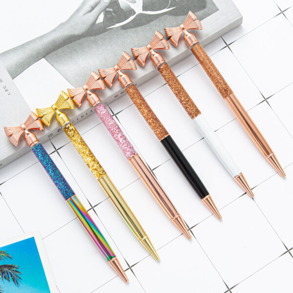 Wholesale Gold Pink Bow Metal Ballpoint Pen